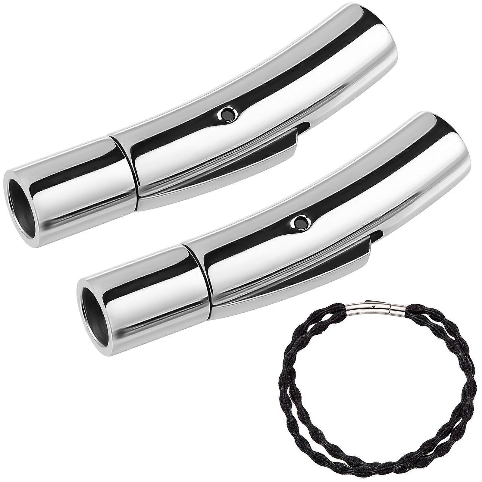 Stainless Steel Jewelry Buckle for DIY Bracelets and Necklaces Silver 2 Pcs Fit 4mm Cord