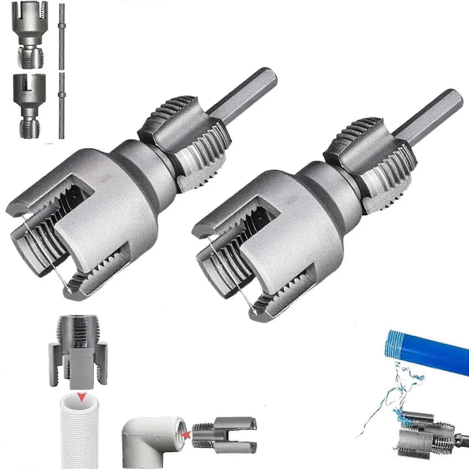 PVC Pipe Threader Kit, 1/2'3/4' Electric Drill Compatible (Dn15Dn20)