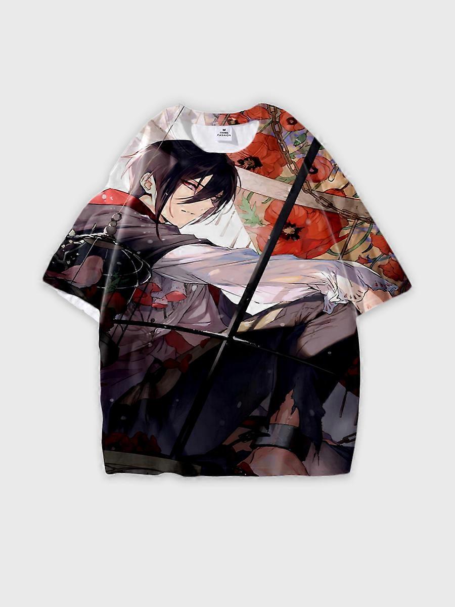 T-shirt round neck Role Pattern loose short sleeve E1106