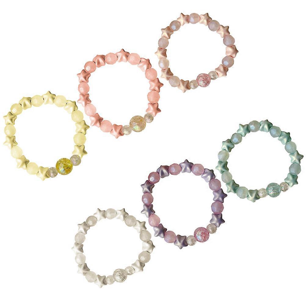 Coloré Poignet Longe Perles Téléphone Charme Pendentif Acrylique En Forme D’étoile Bracelet Accessoire Pour Les Femmes Utilisation Quotidienne 6Pcs