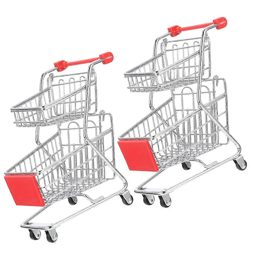 Mini Shopping Cart for Kids with Silver Color and Twotier Design Ideal for Storage Use
