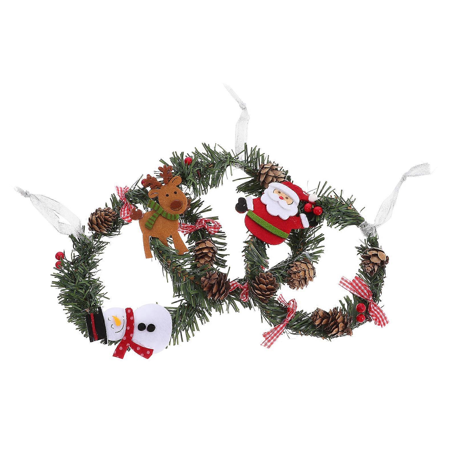 Christmas Garland Wreath Pendant Hanging Decoration Round Shape Assorted Color 3Set