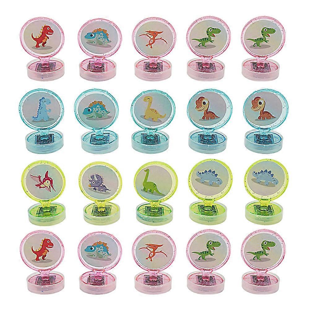20pcs Dinosaur Seals Fun Cartoon Stampers for Parties Crafts Classroom Activities Safe Material Assorted Colors Patterns