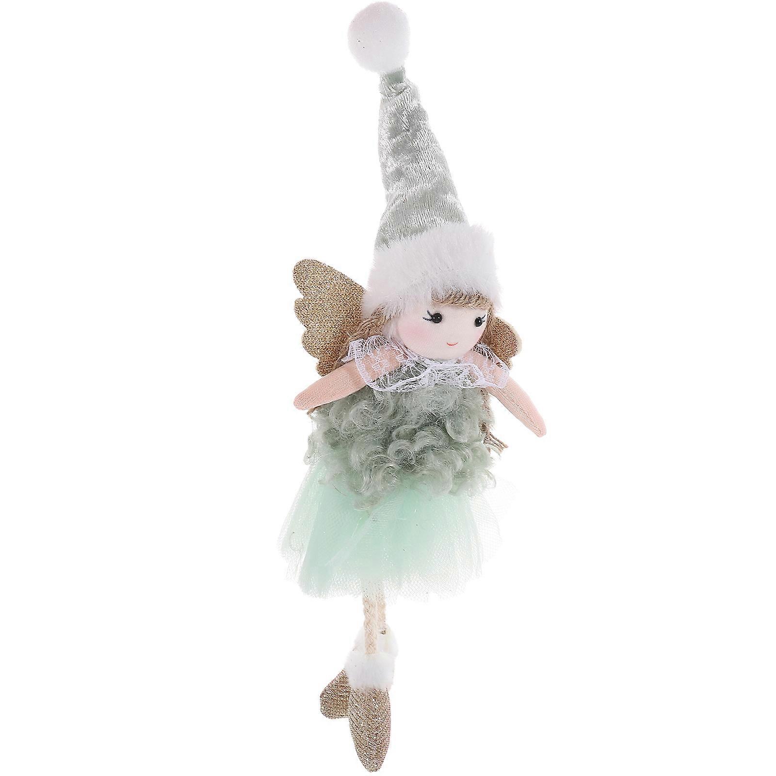 Cute Plush Angel Pendant Christmas Decoration Doll Ornament 28X11CM Green Room Decor 1Set