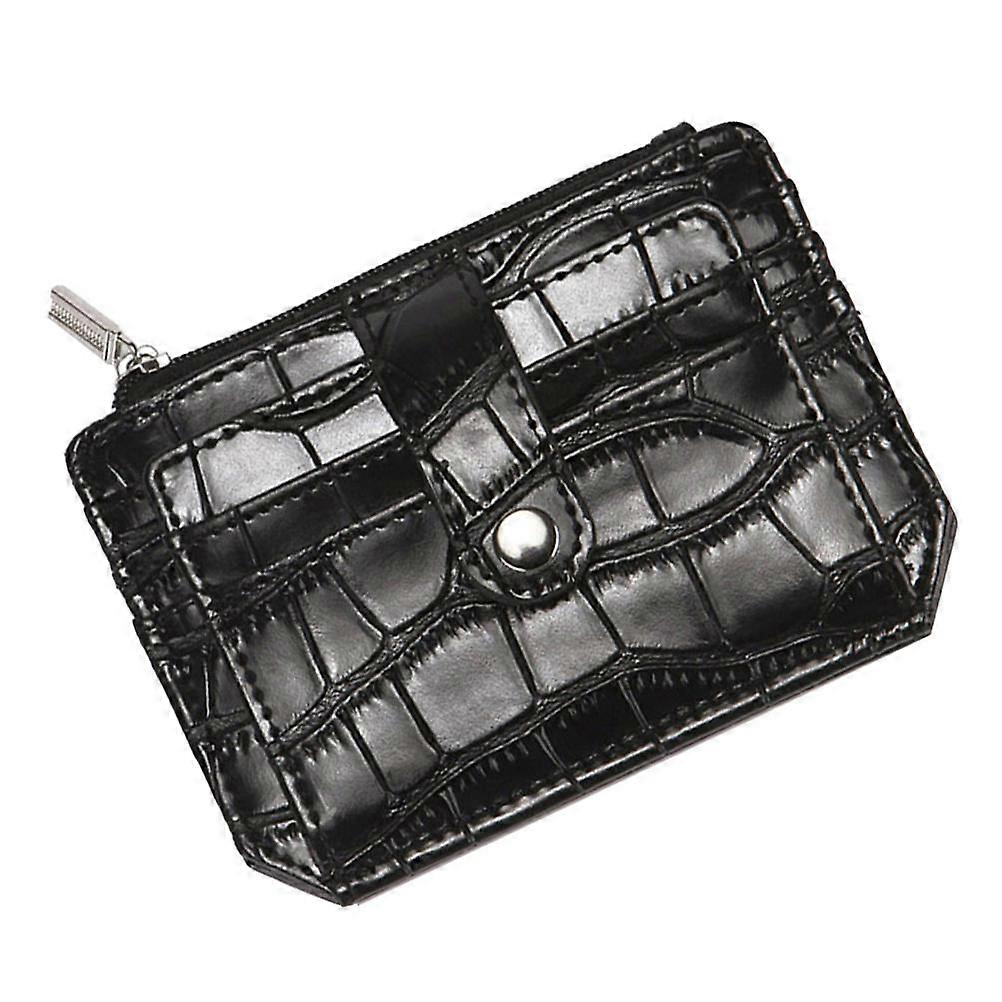 Black PU Wallet with Bamboo Knot Design for Credit Card Storage and Daily Use 7.5 x 4 inches