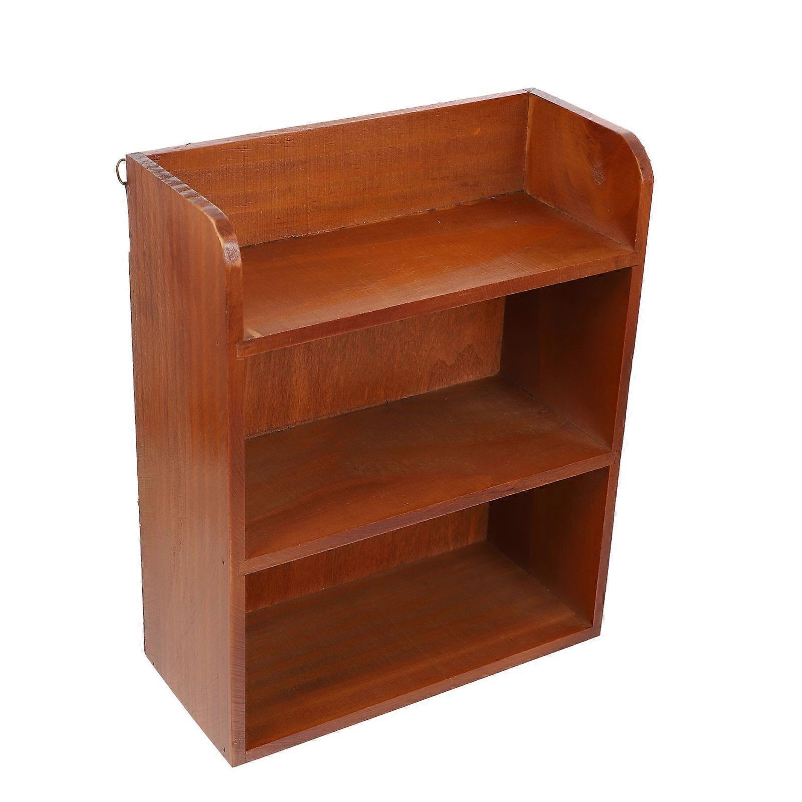 Light Brown Multilayer Desktop Storage Holder Made of Synthetic Material for Home Organization