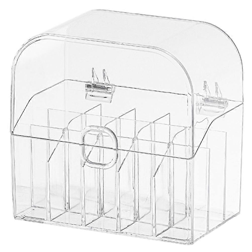 Rectangular Makeup Holder Transparent Cosmetics Storage Box For Women 14.8X14.4X10Cm With Separate Compartments 1Pc