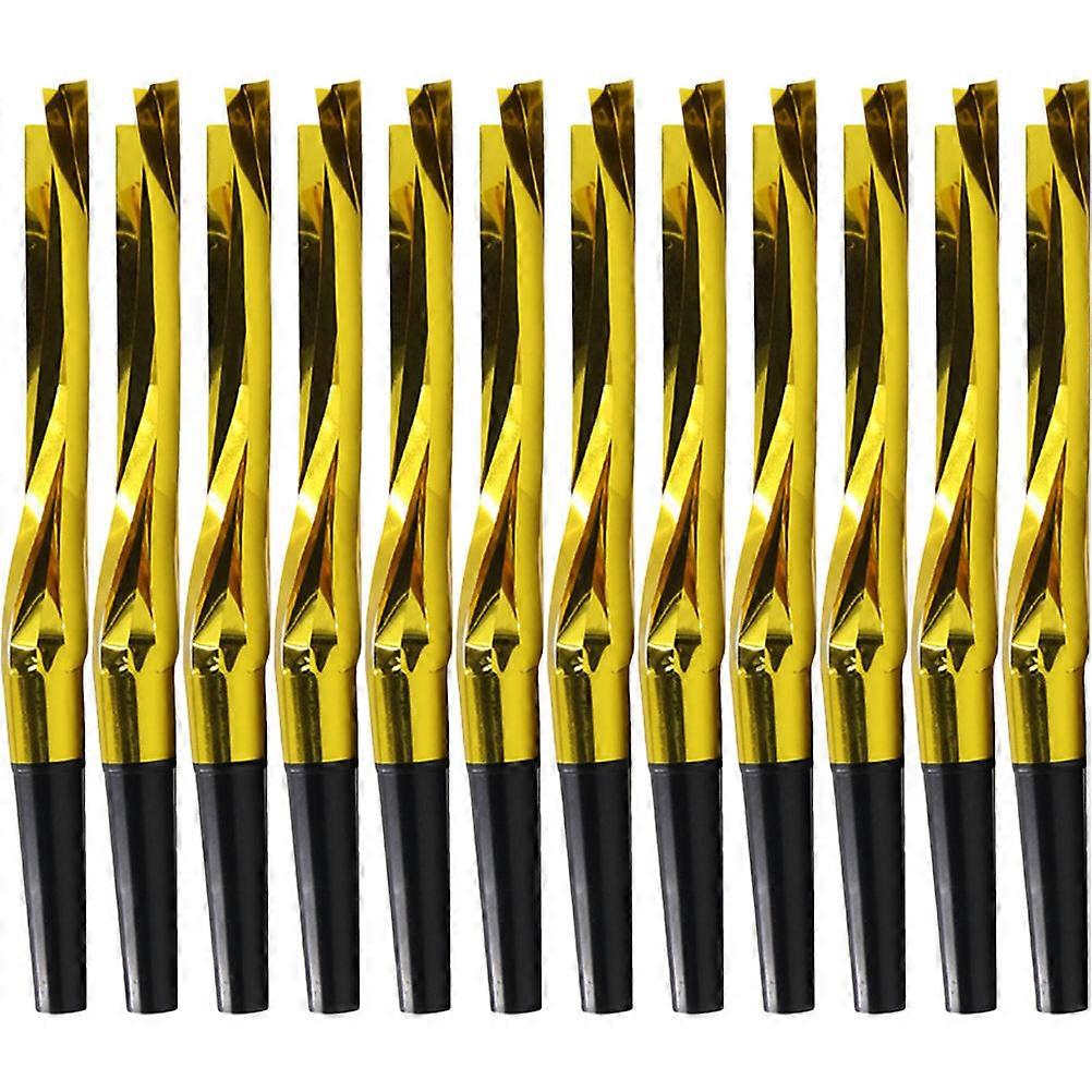 Golden Plastic Cheering Whistles with Tassels for Kids Party Fun and Holiday Celebrations 36 Pieces