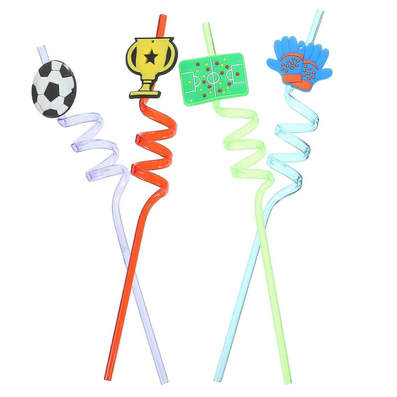 Pailles de style dessin animé 12Pcs Party Spiral Straws Pailles réutilisables Couleur assortie Adapté à un usage domestique