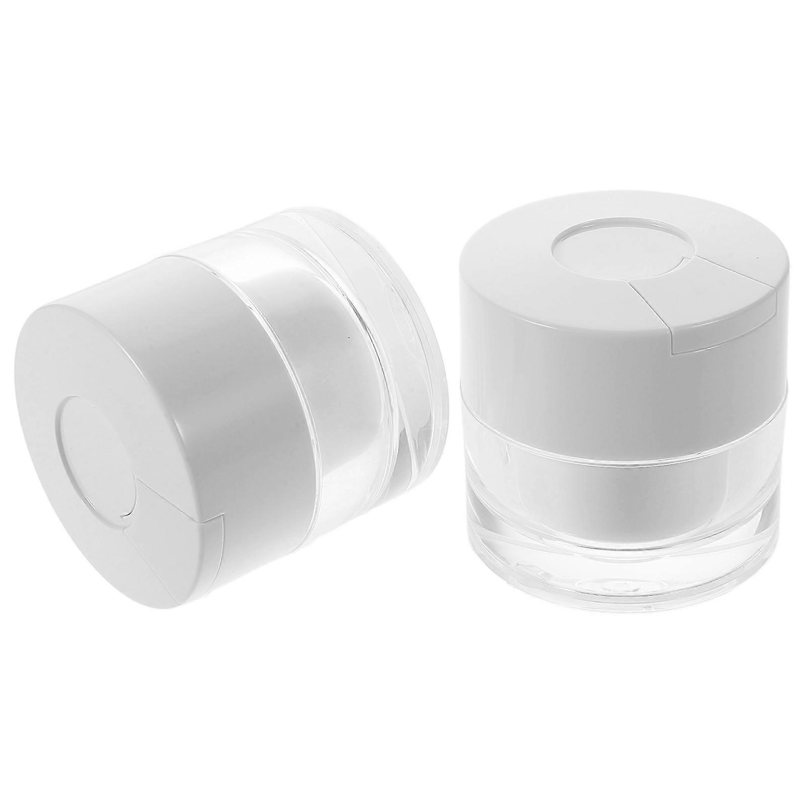 White ABS Travel Containers with Spoon Lid for Bathroom 2pcs 30 g Capacity Portable Cream Jars