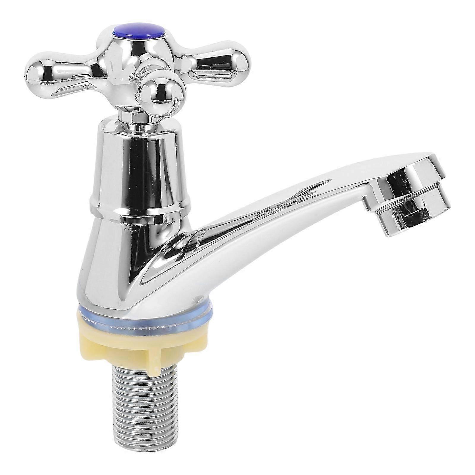 Salle de bain Lavabo Lavabo Trou Unique Croix Robinet Alliage Robinet Argent Utilisation Extérieure Filtration de l’eau 1Set