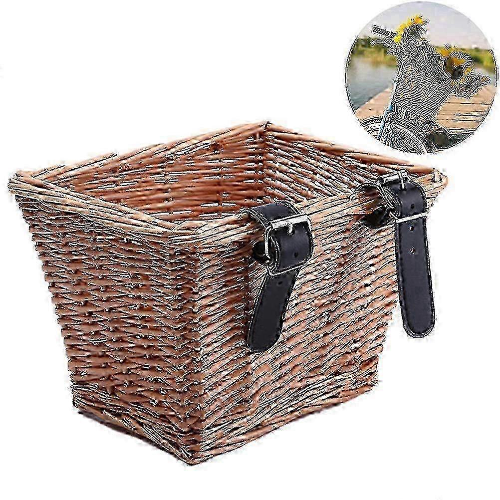 Detachable Multifunctional Wicker Front Bike Basket for Storage