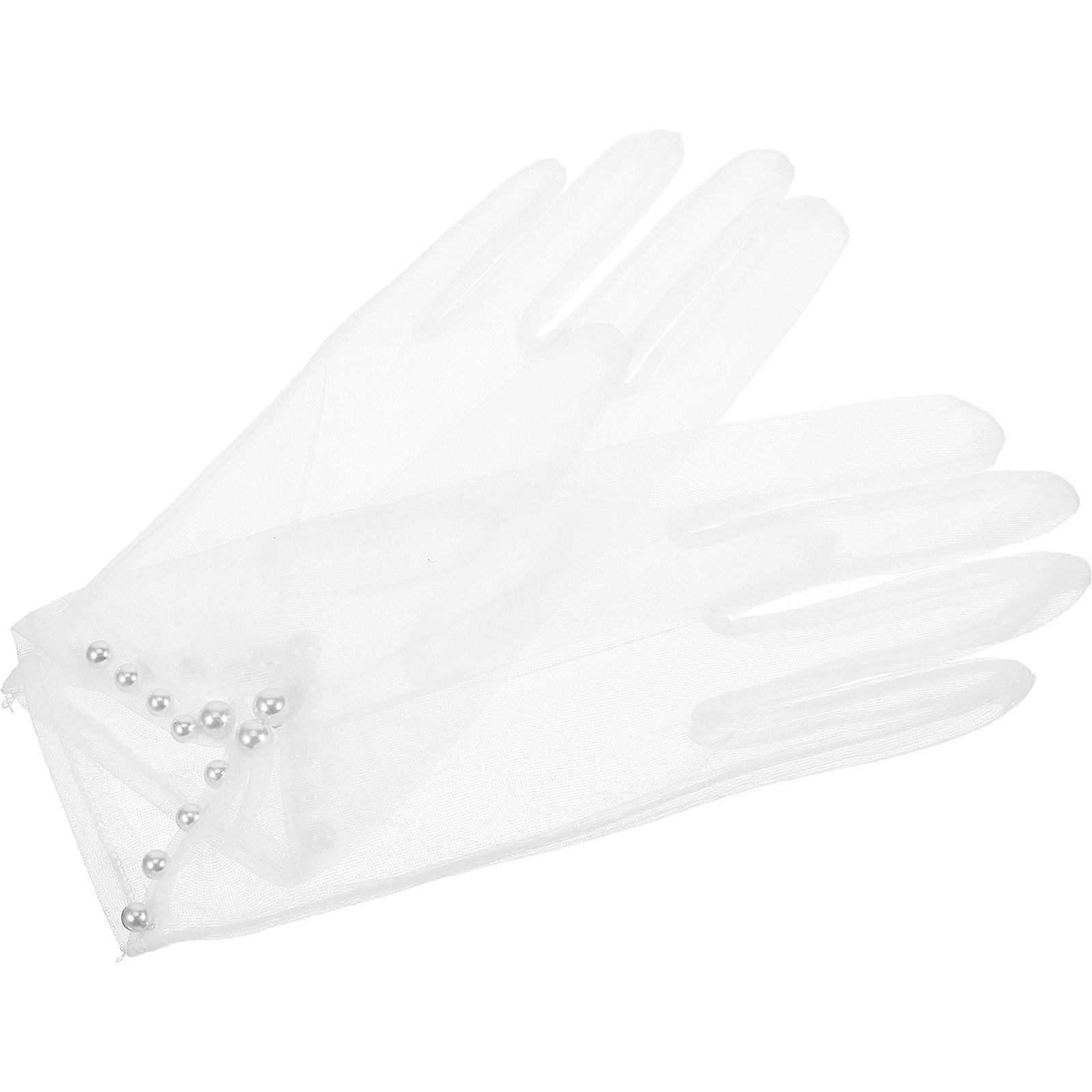 Bridal Gloves Floral Vintage Style Short Length Elegant Decoration for Brides Dress Mesh Material 1 Pair