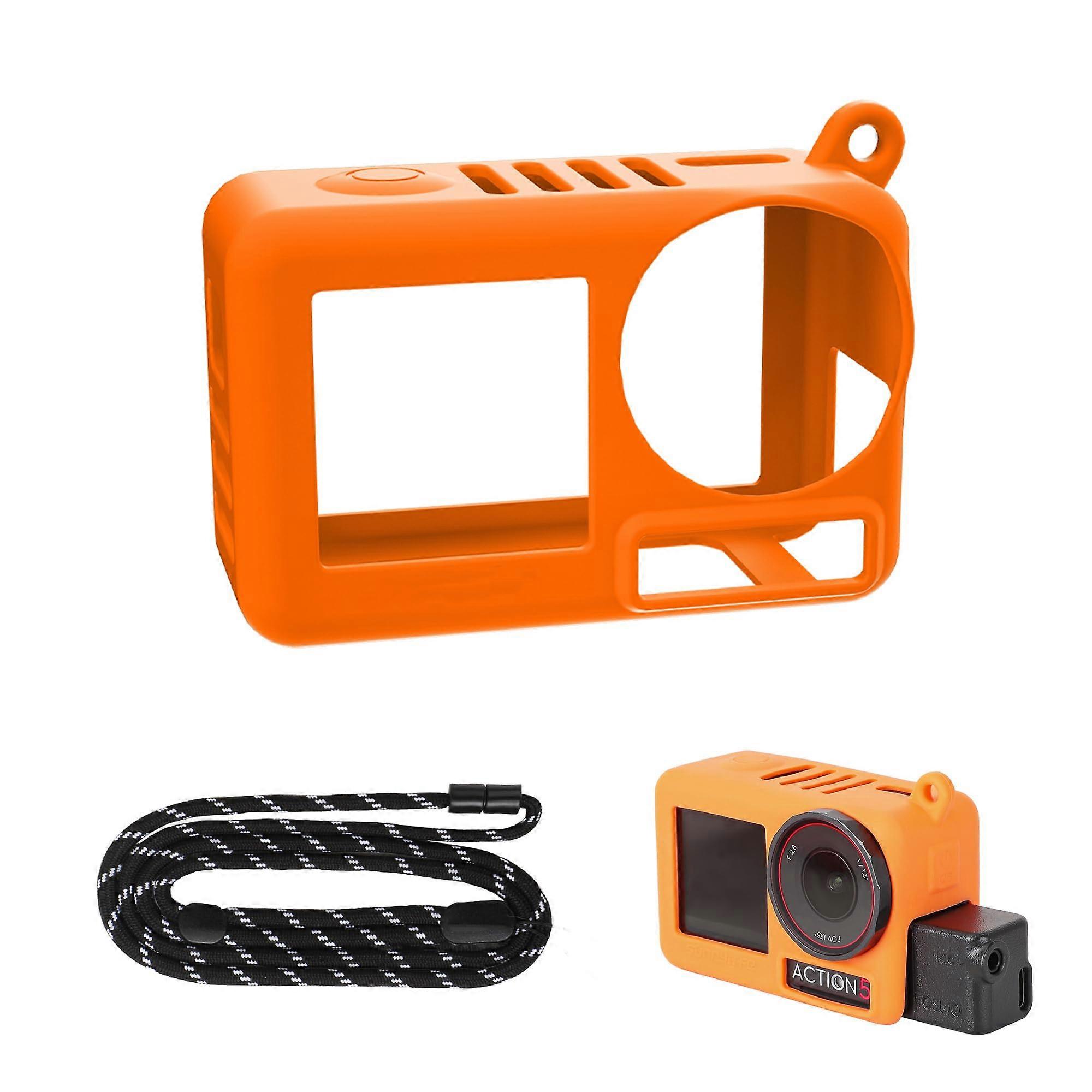 Silicone Case for DJI Osmo Action 5Pro Protective Case with Lanyard for Action Camera Accessories Kit (Orange)