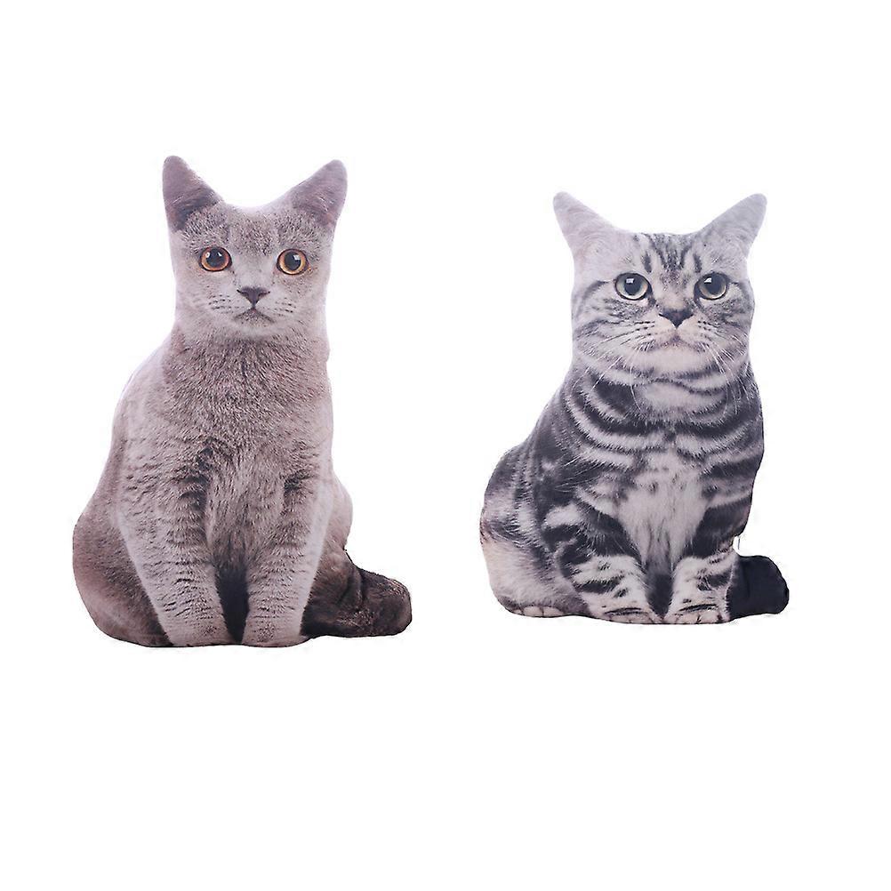 Adorable Simulated Cat Stuffed Toy Pillow For Nap Time Grey Decorating 1Pc