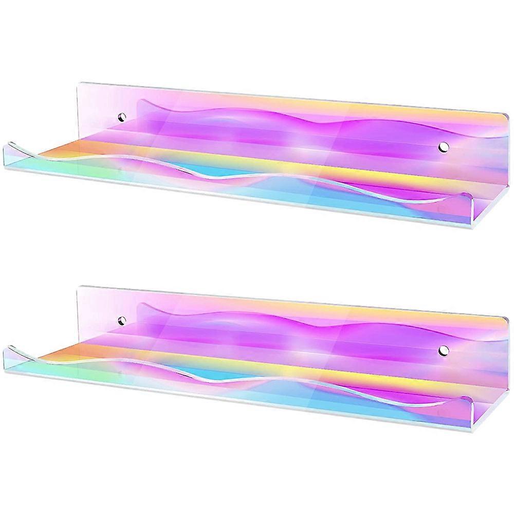 Acrylic Floating Wall Shelves 2 Pack Multipurpose Display Units Strong Load Bearing Simple Design Easy Installation for Home Kitchen Bathroom