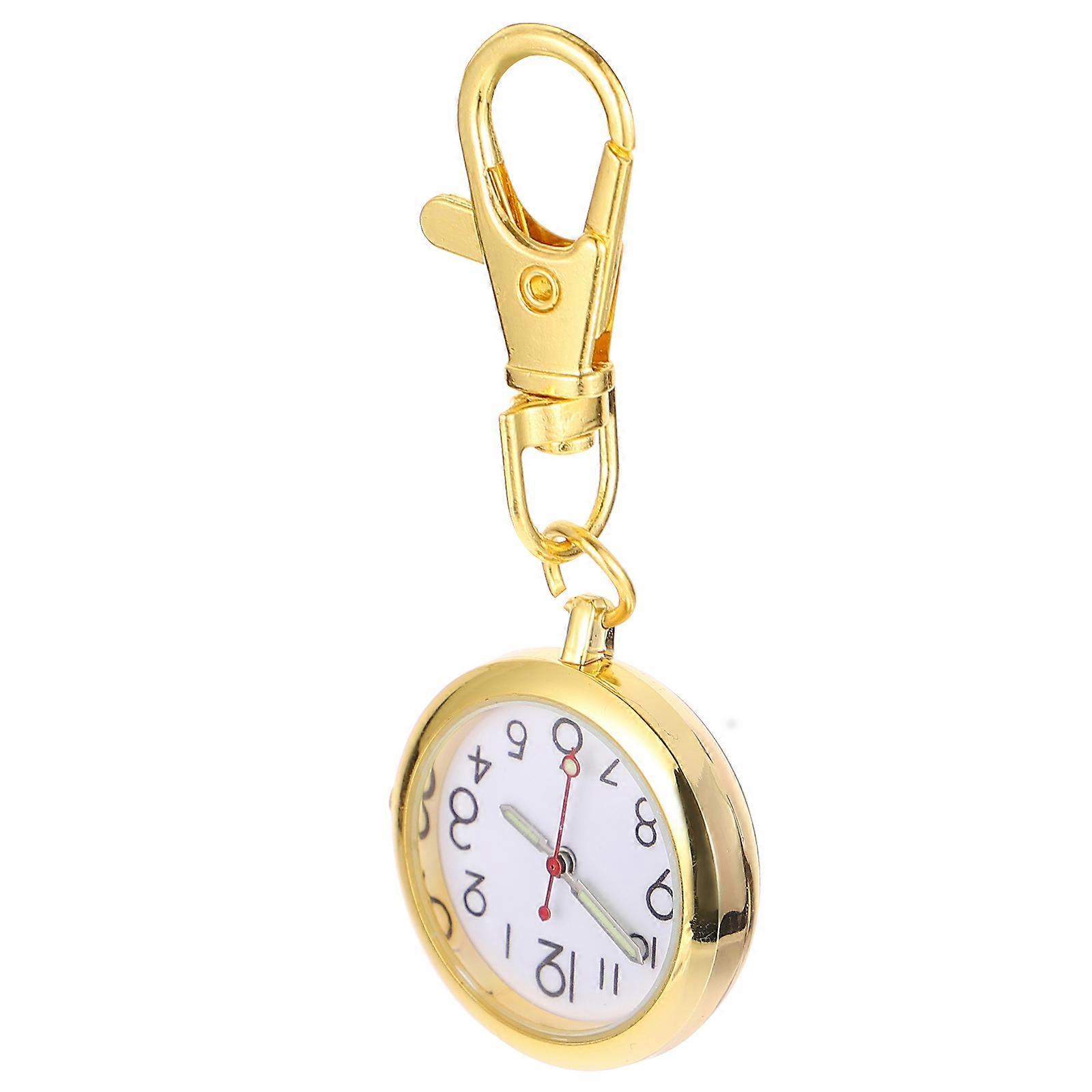 Golden Alloy Nurse Watch for Decoration with Keychain Perfect for Travel and Gifts 3.14" .57"