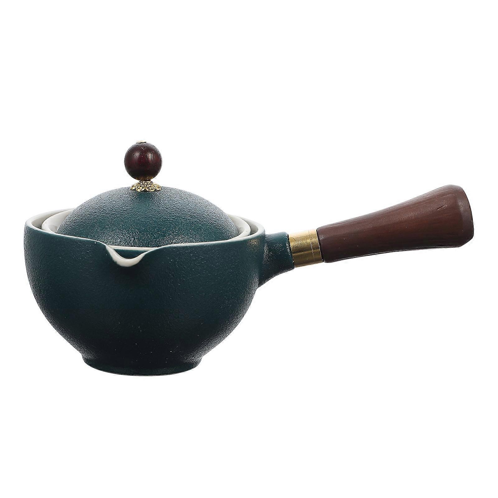 Small Ceramic Teapot For Tea Lovers With Side Handle Green Practical Design 1Pack