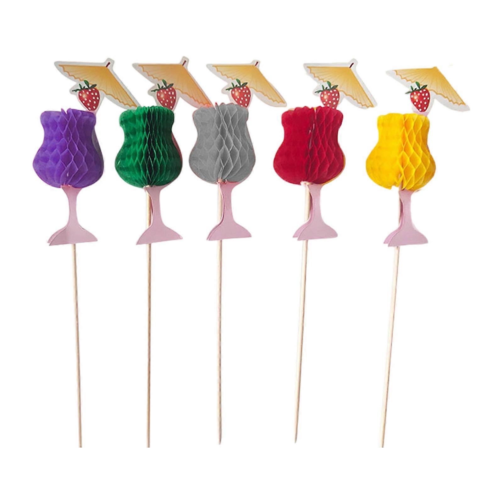 50PCS Efficient Wooden Hawaiian Theme Cocktails Picks with 3D Textured Umbrellas Perfect for Summer Entertaining Multicolor