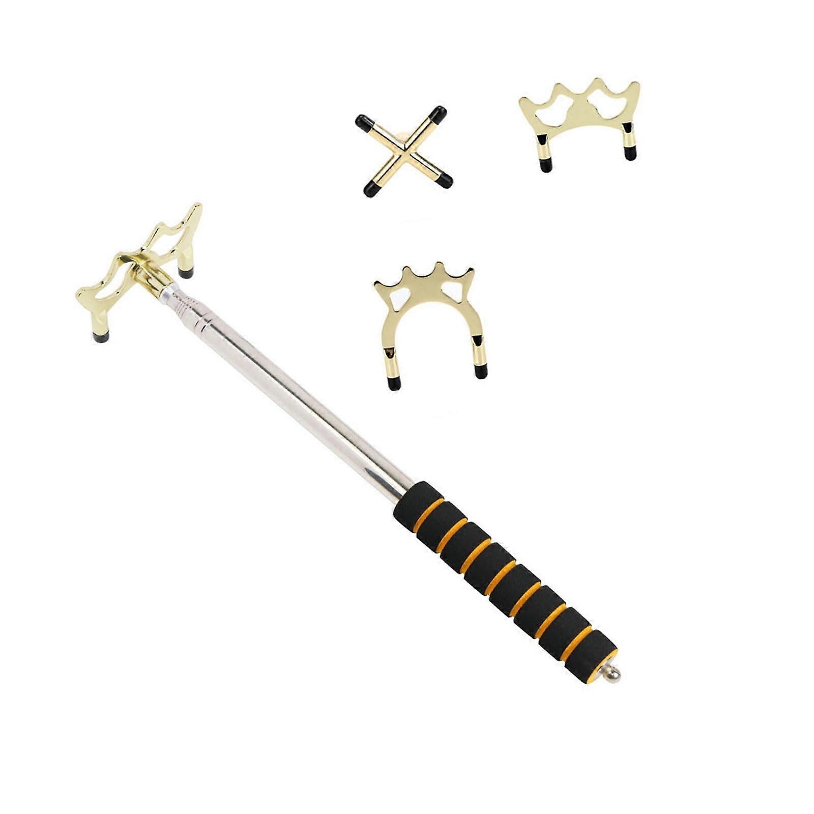 Pool Cue Bridge Stick With Flexible Angle Control, Retractable, Gold, Compact Bridge Tool For Home Billiards