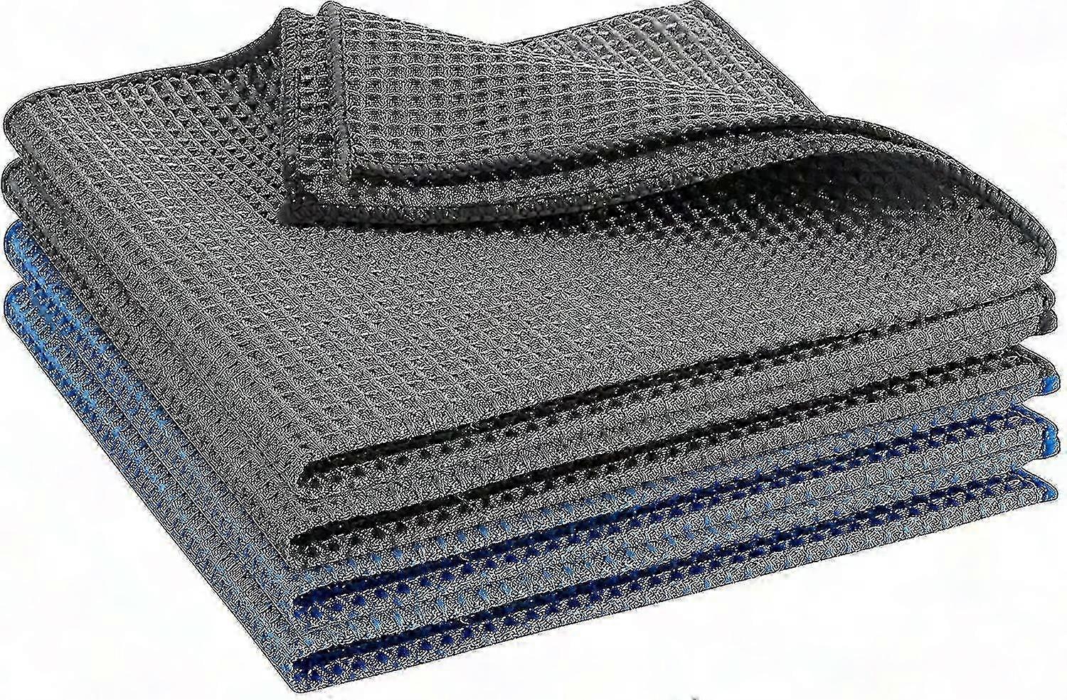 מטליות זכוכית מיקרופייבר פחמן פרימיום לניקוי זכוכית / מראה מקצועי - מטלית ליטוש עם שילוב כחול ואפור להפליא של סיבים 40