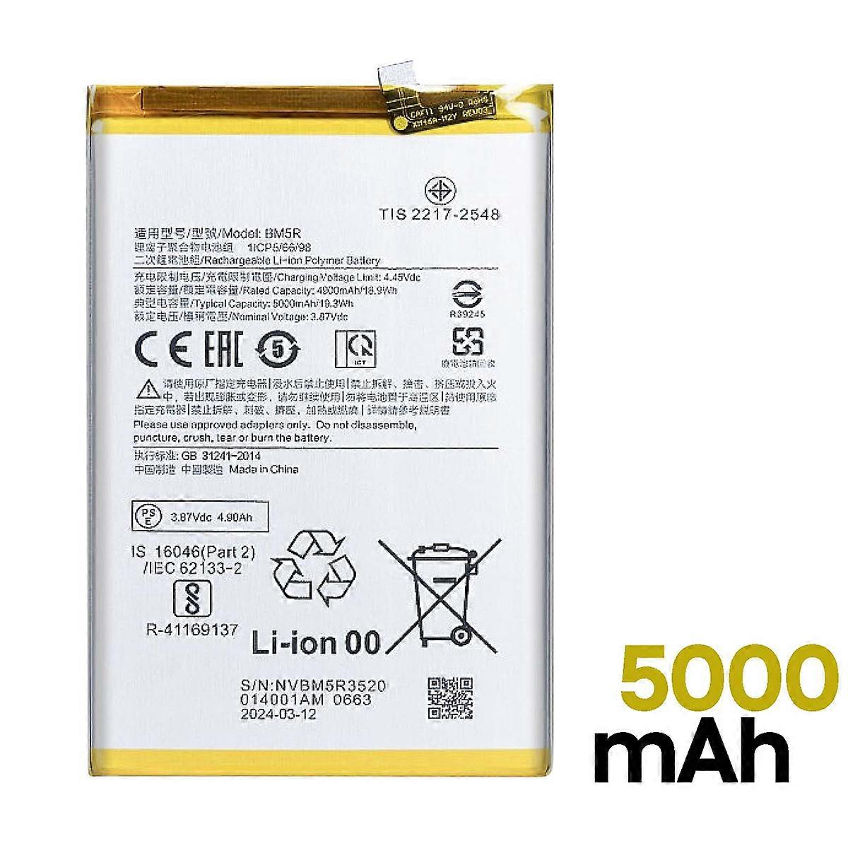 Replacement Battery Redmi 12 Poco / Poco F6 Pro BM5R High Capacity 5000mAh, Silver