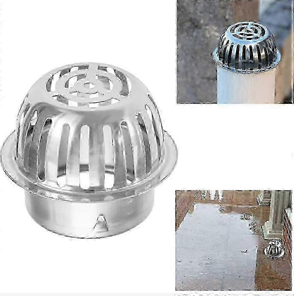 Takrennebladbeskyttelse i rustfritt stål og nedløpsrørsil for takrenner - 90 mm nettingfilter