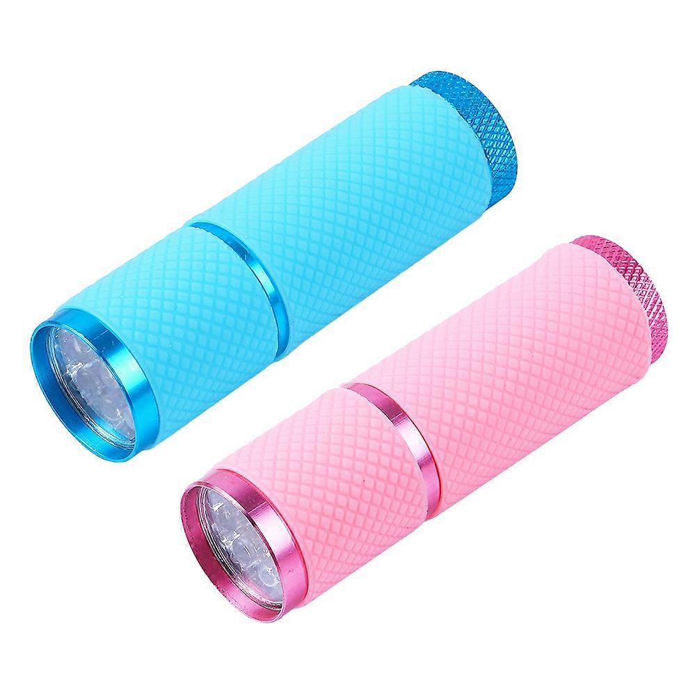 Mini Manicure Flashlight Nail Polish Gel Use Fluorescent Cover Durable for 2Pcs