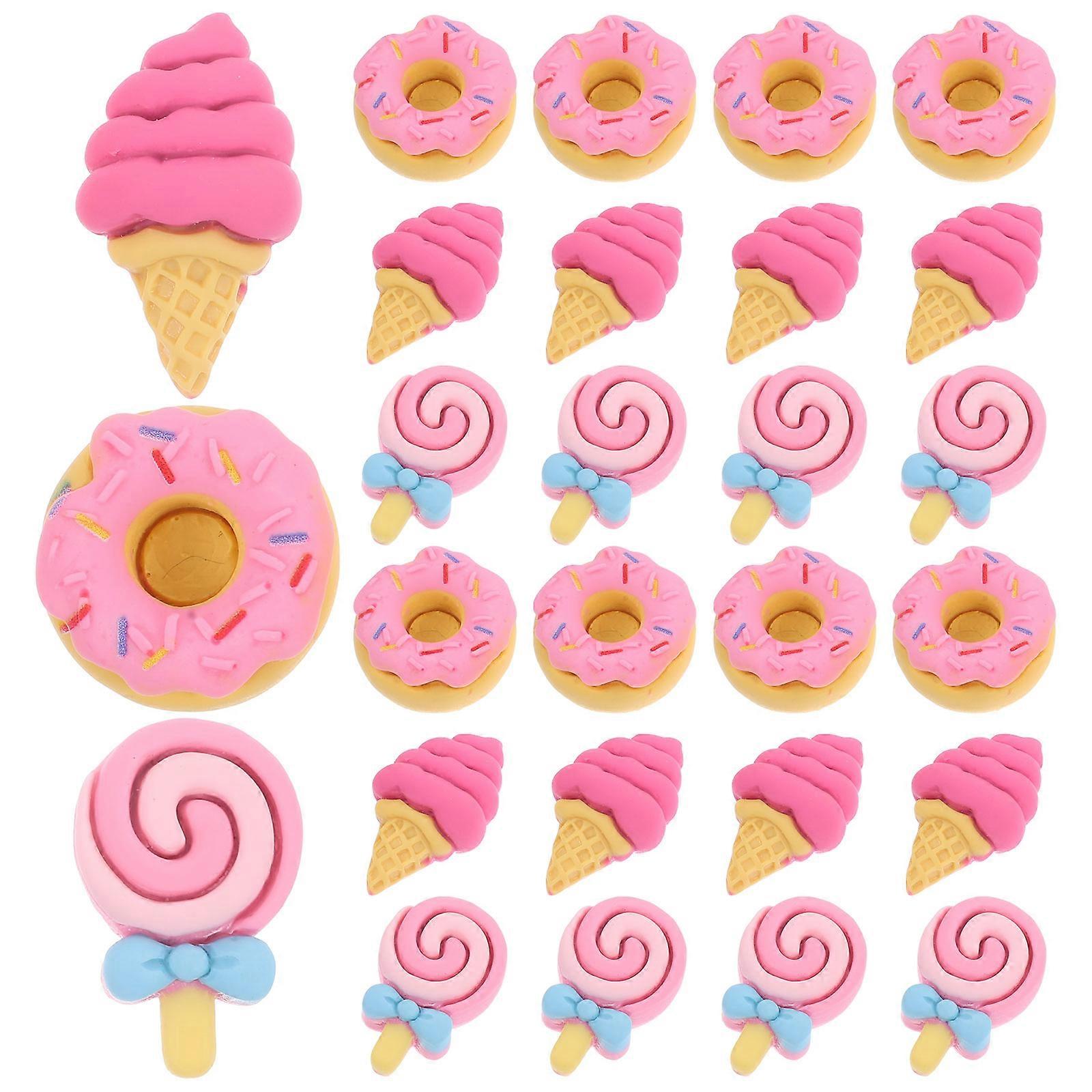 Resin Flat Back Sweets Accessories for Diy Crafts Lightweight Assorted Color 30Pcs