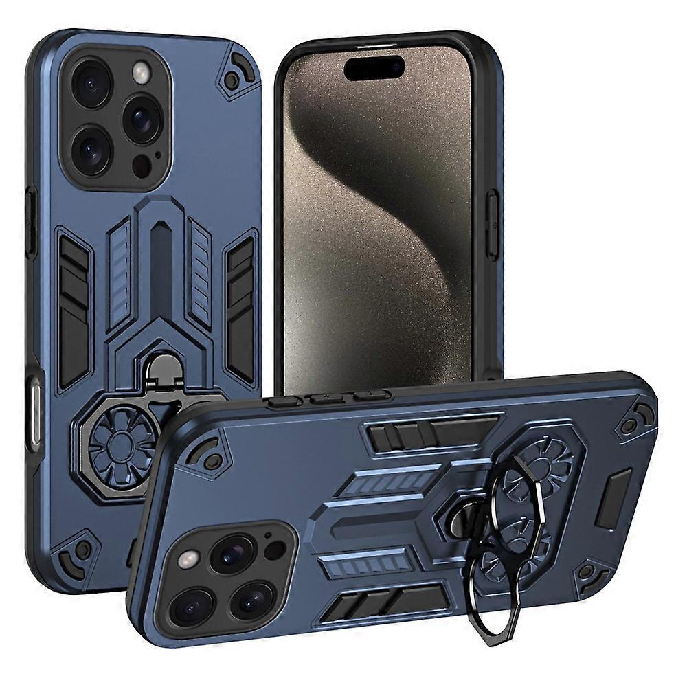 Compatible For iPhone 15 Pro Case Ring Holder Kickstand PC + TPU Shockproof Phone Cover