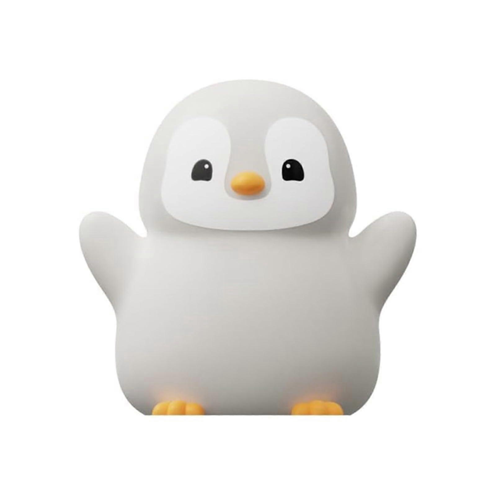 Penguin Night Light Silicone Rechargeable Bedside Lamp For Kids, Soft Warm Glow, 9.7x9.8x12.5 cm, Grey
