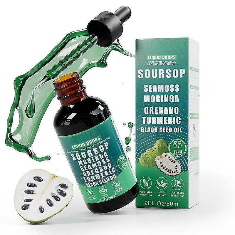 Soursop SEAMOSS MORINGA OREAGNO GURKEMEJE SORT FRØOLIE