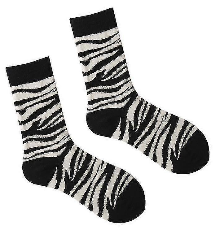 Zebra print high-top ankle socks, 92% polyester and 8% spandex, lightweight, durable and breathable