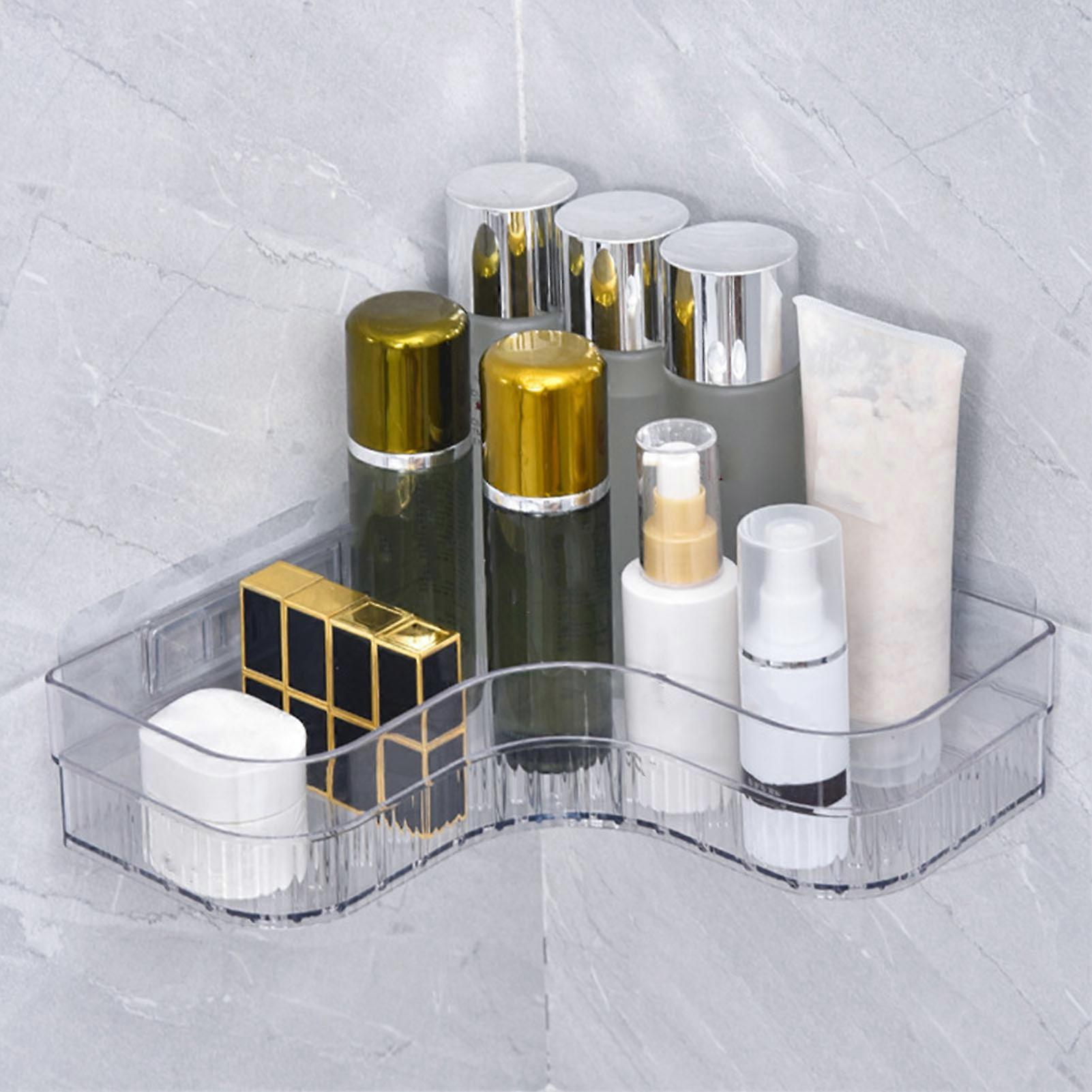 Plastic Corner Shower Caddy Wall Mounted Crystal White Organizer