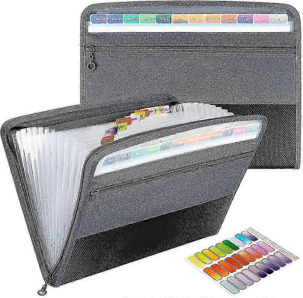 Waterproof A4 Document Folder with 13 Compartments, Accordion Organizer