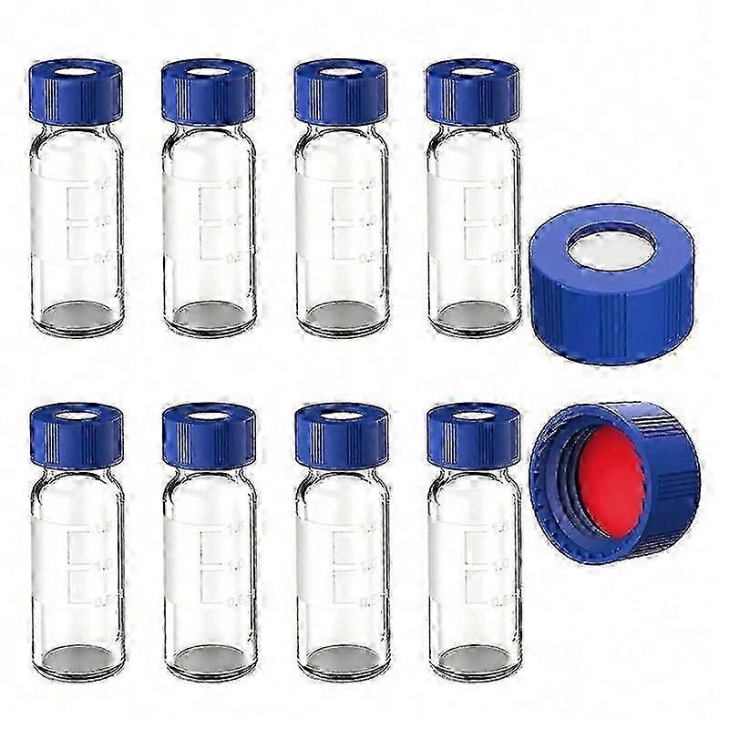 2ML Autosampler Vials Pack Of 100 - HPLC Vials 9-425 Vials with Blue Screw Caps