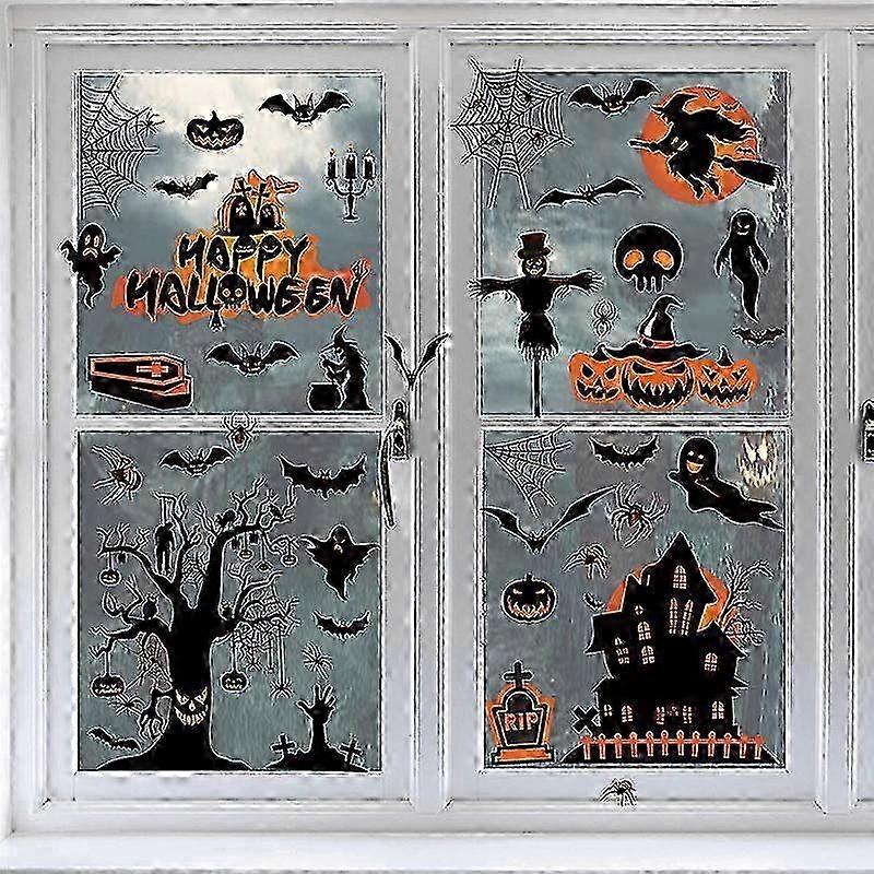 Halloween Window Grilles Decorations Set of 6 Black Spiderweb Design for Party Home Decor