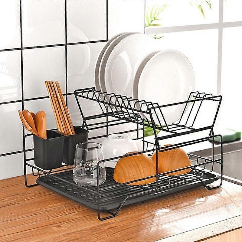 Double Row Stainless Steel Drying Rack Kitchen Counter Rack Storage Rack Rack
