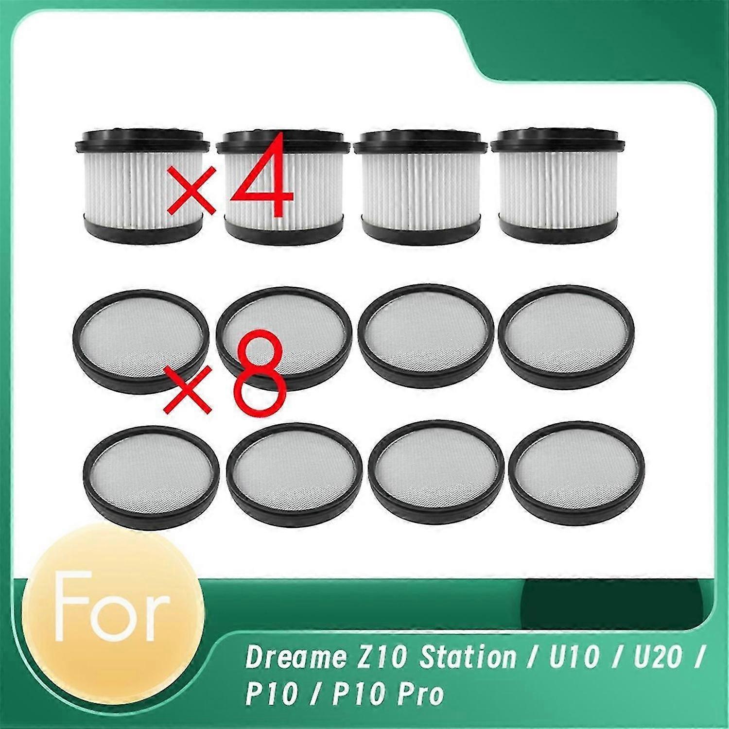 4 Filter und 8 Filterwatte für Dreame Z10 Station / U10 / U20 / P10