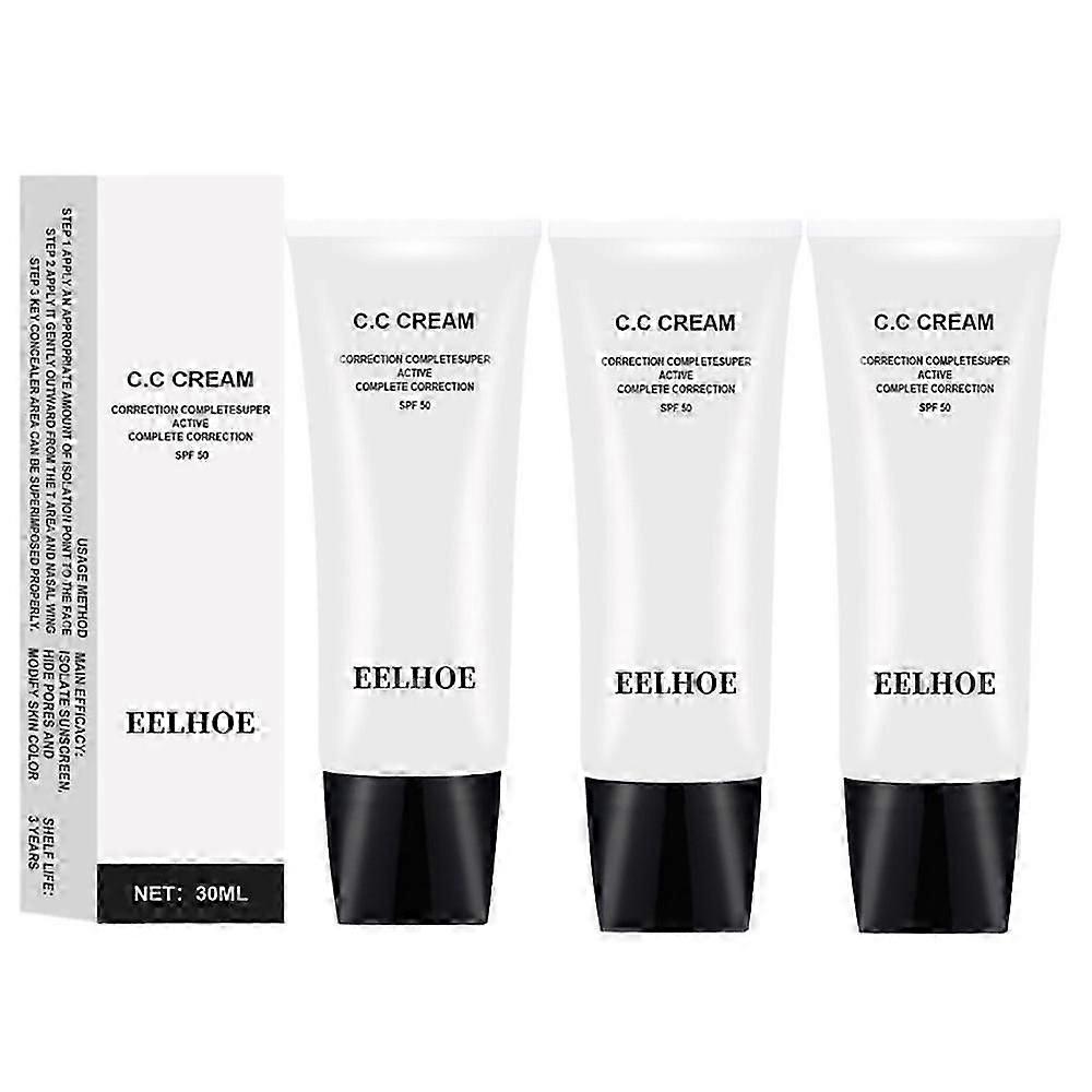 3PCS Cc Cream Color Correcting Spf50 Self Skin Tone Adjusting Makeup Cream