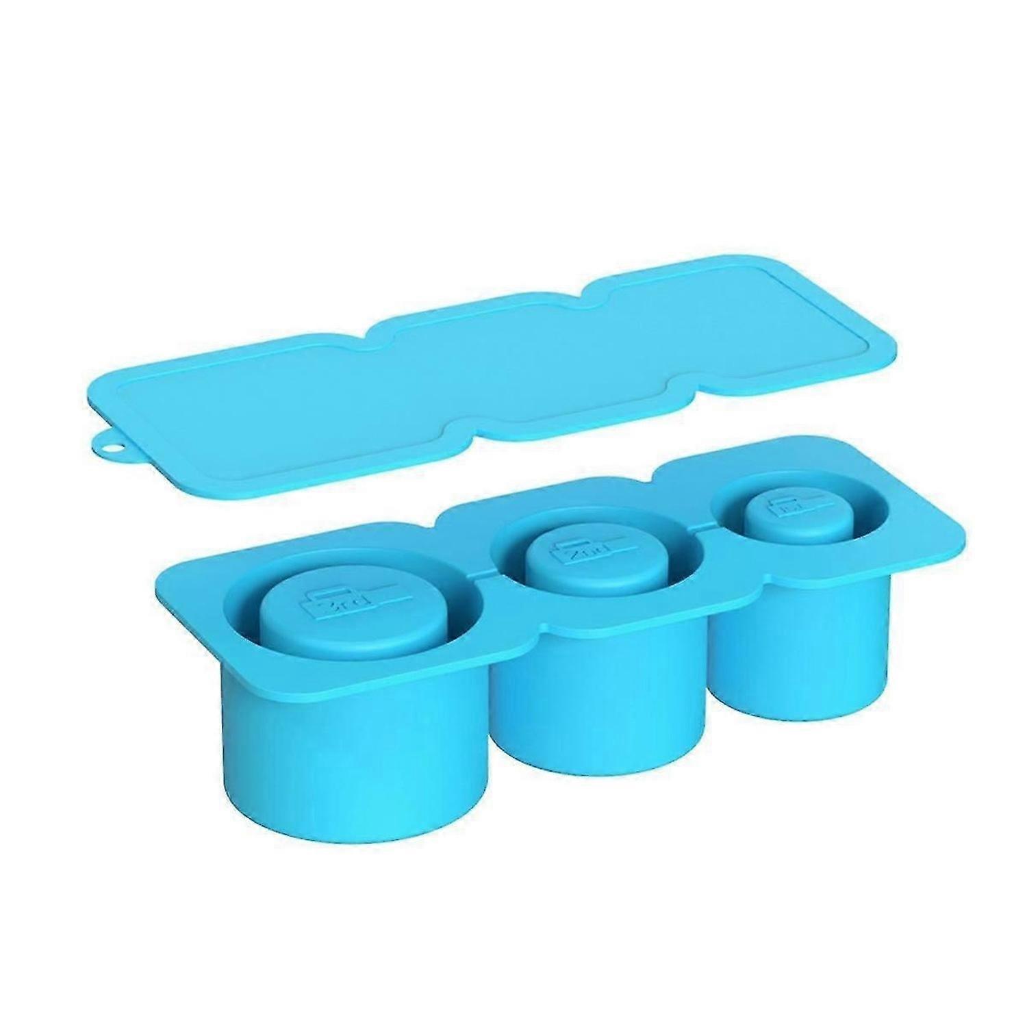 Ice Mold for Cups,Silicone Ice Maker with Lid for Making 3 Hollow Cylinder Ice Molds,Blue