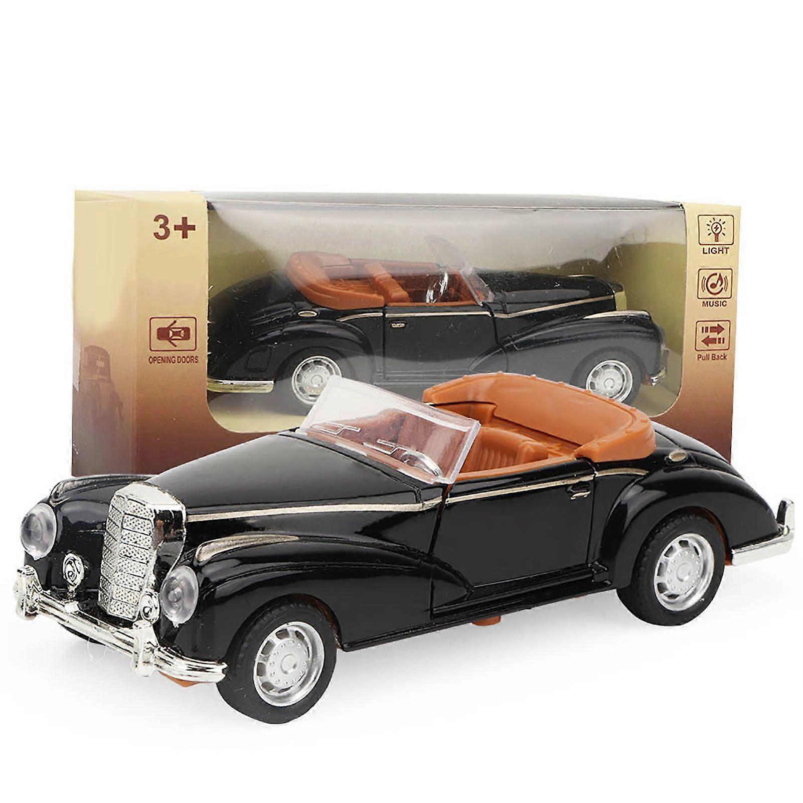 Mini Stimulation Alloy Classic Car Roadster Sound and Light Model Toy Vehicle (Black)
