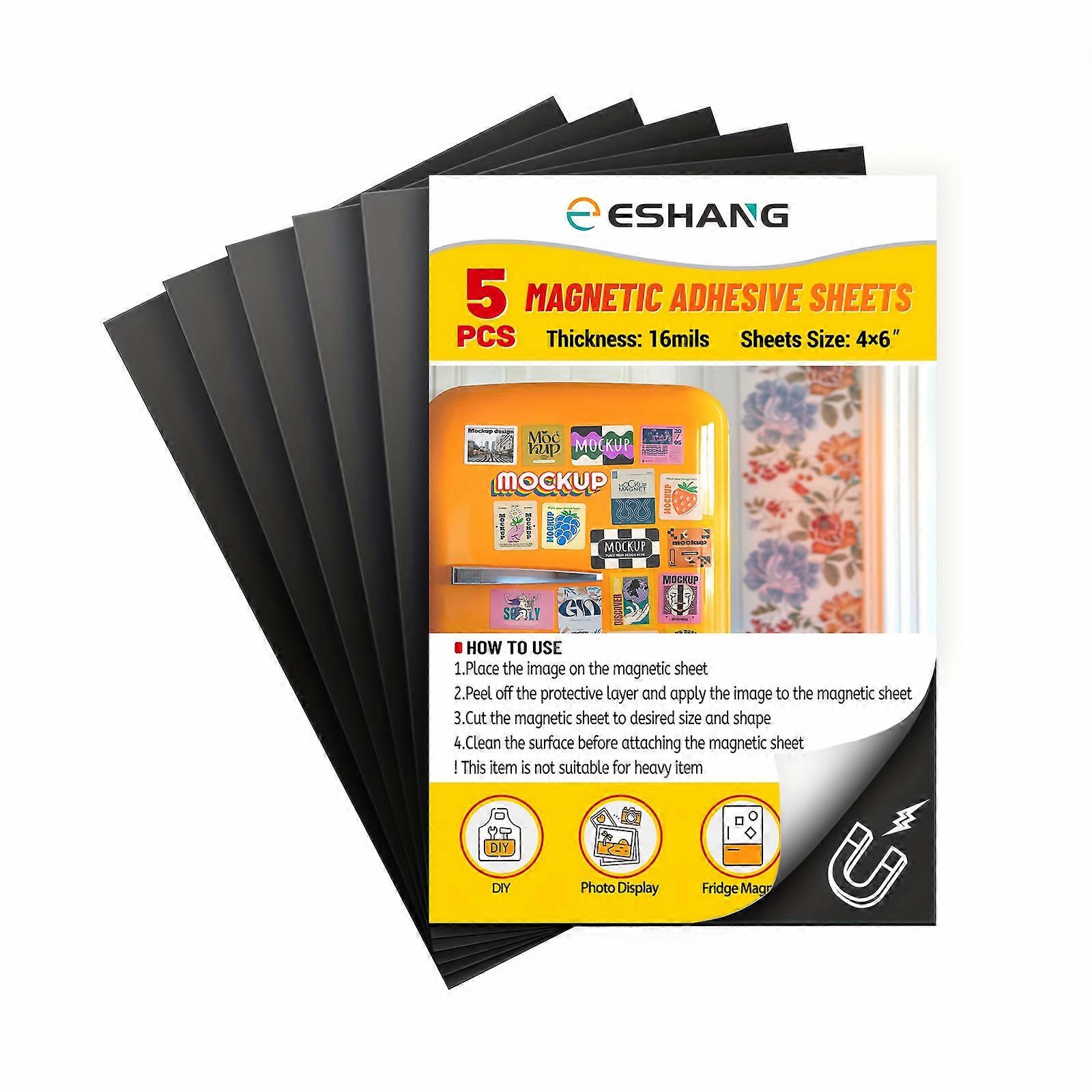 5 Sheets of 4×6 Inch Magnetic Adhesive Paper, 16Mil 4R Self-Adhesive Sticky Magnetic Paper