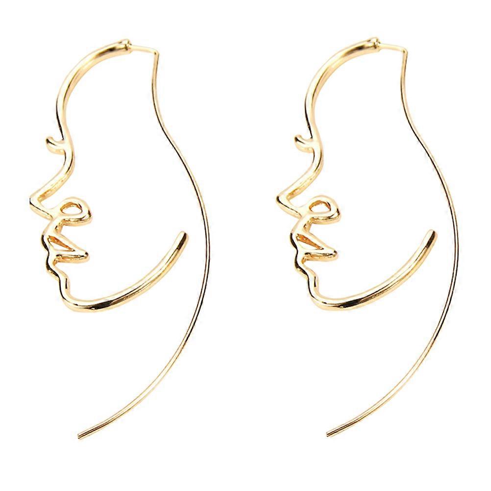 Face Contour Earrings Metal 1Pair Temperament Abstract Ear Studs