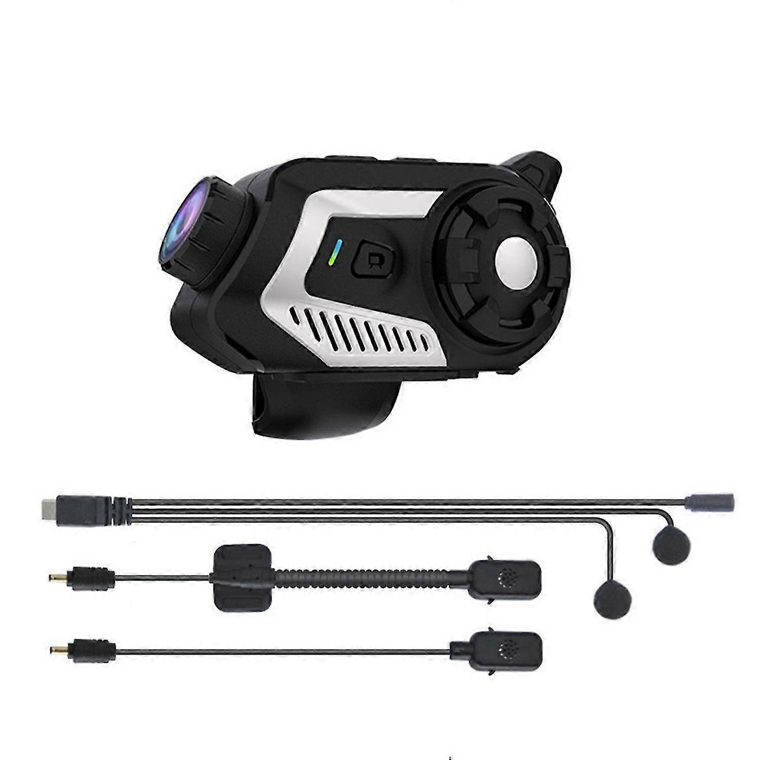 Motorcycle Helmet Intercom Bluetooth Headset with 2K Camera,A