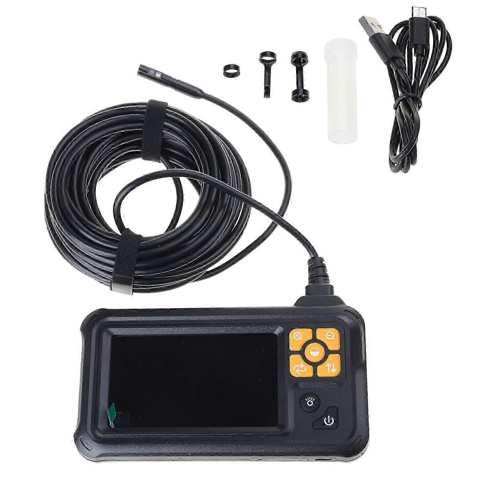 Waterproof Industrial Endoscope Type-C Rechargeable Double Lens Borescope Inspection Camera with 4.3in IPS Screen 8 LEDs