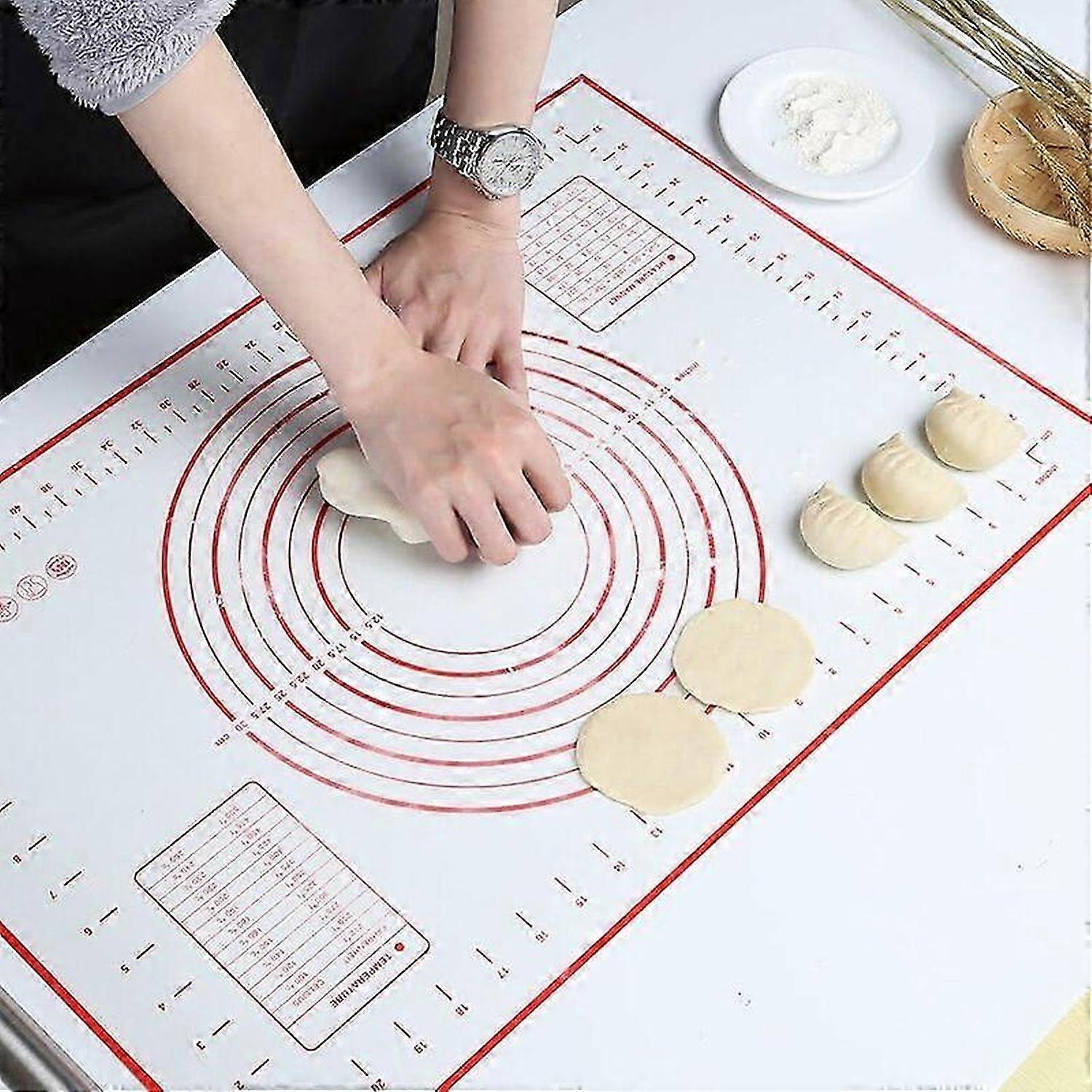 Non-Stick Silicone Baking Mat Dough Mat with Measurements (Red, 60 x 40 cm)