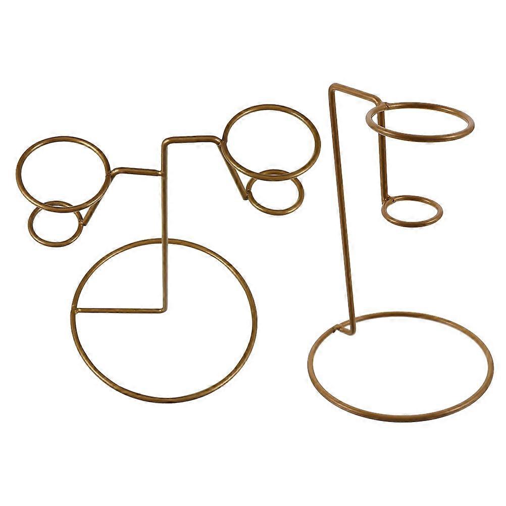 Ice Cream Cone Display Rack Cone Shape for Home Use Iron Material Golden Color for Display 2Pcs