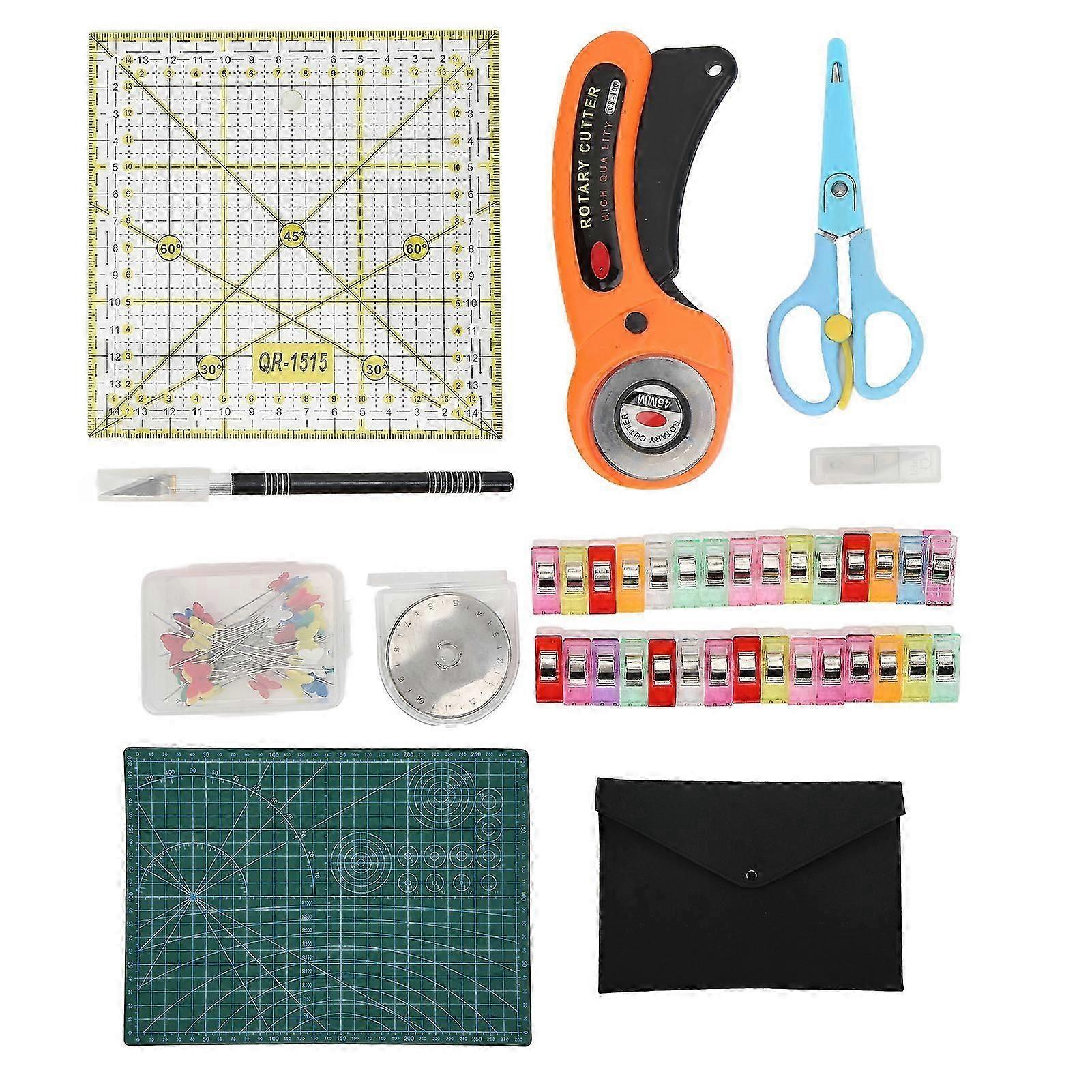 Fabric Cutter Set Cloth Cutting Tool Kit with Cutting Mat Replacement Blades for Sewing