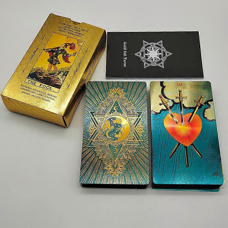 Cost Worthy Luxe Gold Foil Tarot Deck With Nice Plastic Package Board Game of Oracle Cards For Beginners